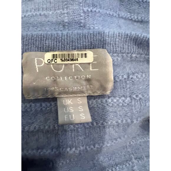 Pure Collection Textured Weave Cashmere Crewneck sweater Cornflower Blue S - Picture 5 of 6